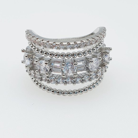 "Latest Design 925 Silver Plated White CZ Wedding Ring, FB16FA1133 - Picture 6 of 7